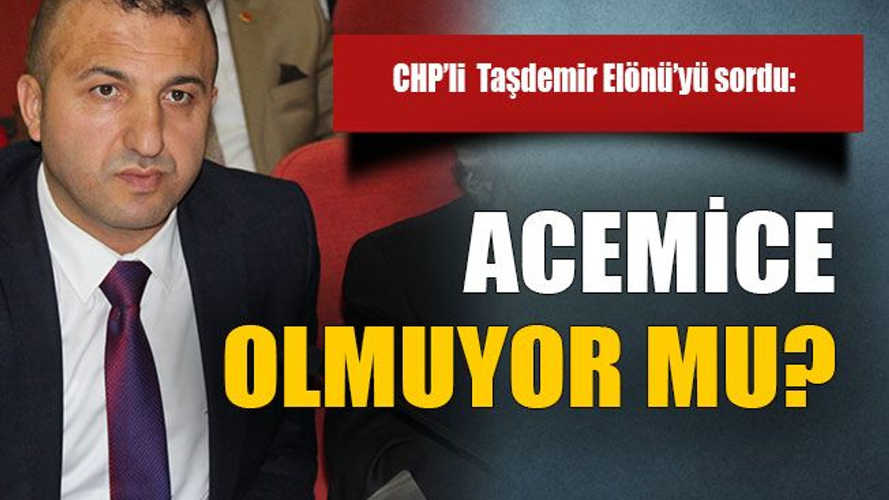 CHP’li Taşdemir Elönü’yü sordu: Acemice olmuyor mu?