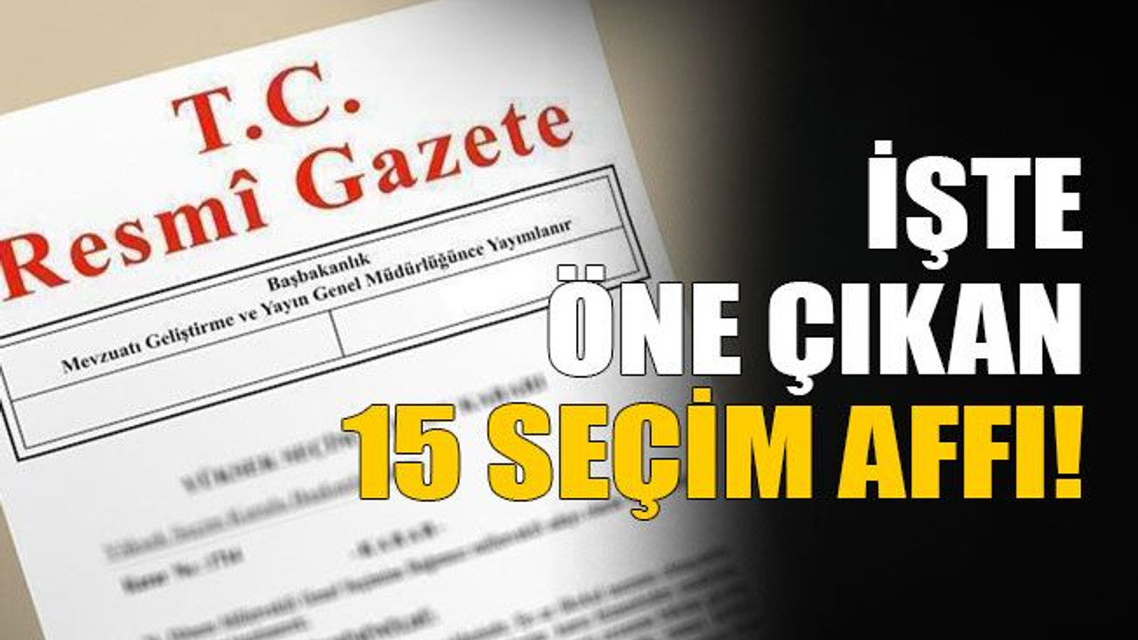 İşte öne çıkan 15 seçim affı!