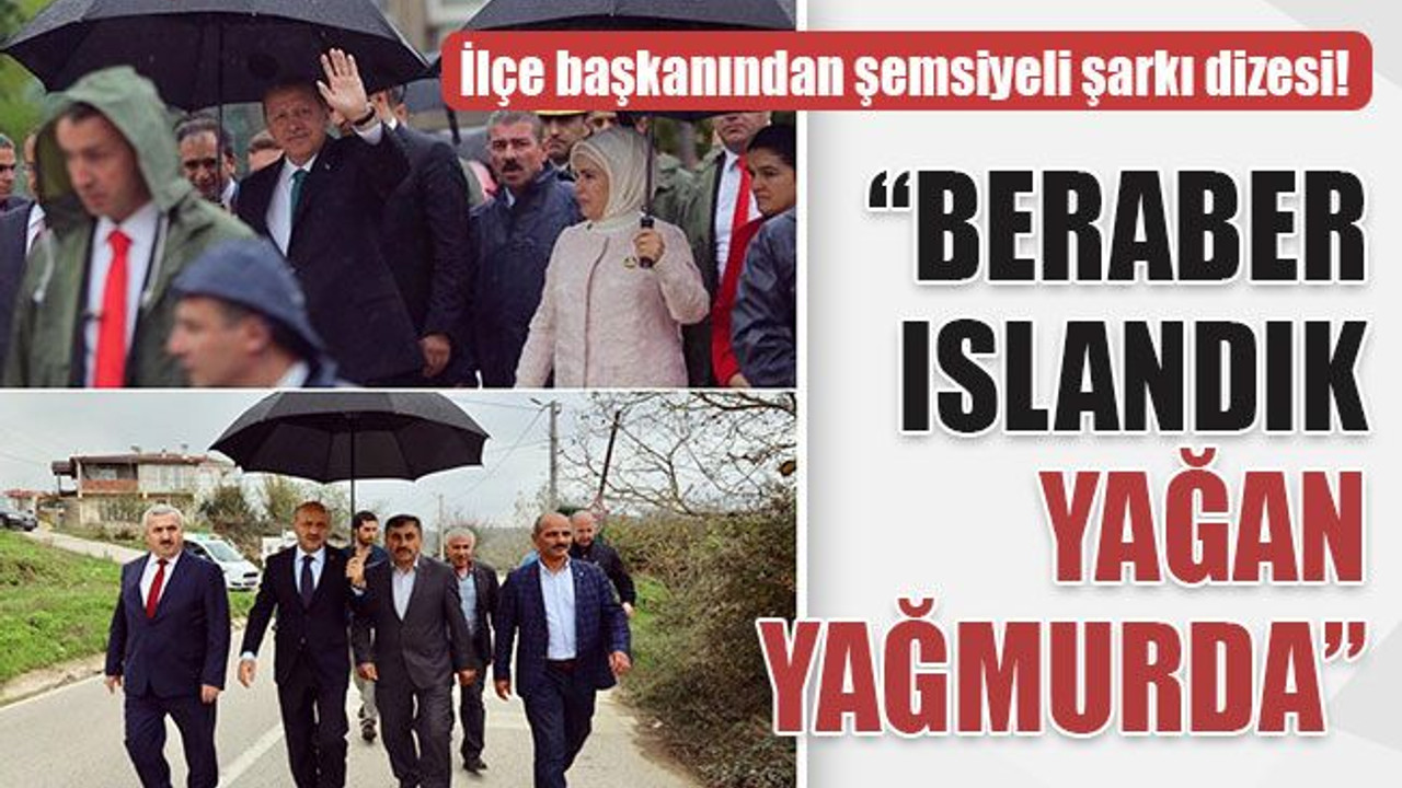 Şemsiyeli foto üzerine, "Beraber ıslandık yağan yağmurda" yazdı..!