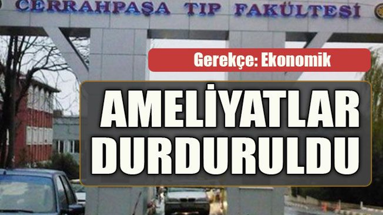 Gerekçe: Ekonomik Ameliyatlar durduruldu