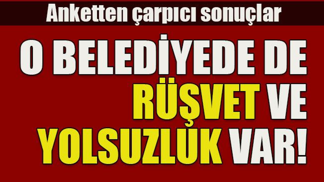 Anketten çarpıcı sonuçlar... O belediyede de rüşvet ve yolsuzluk var!