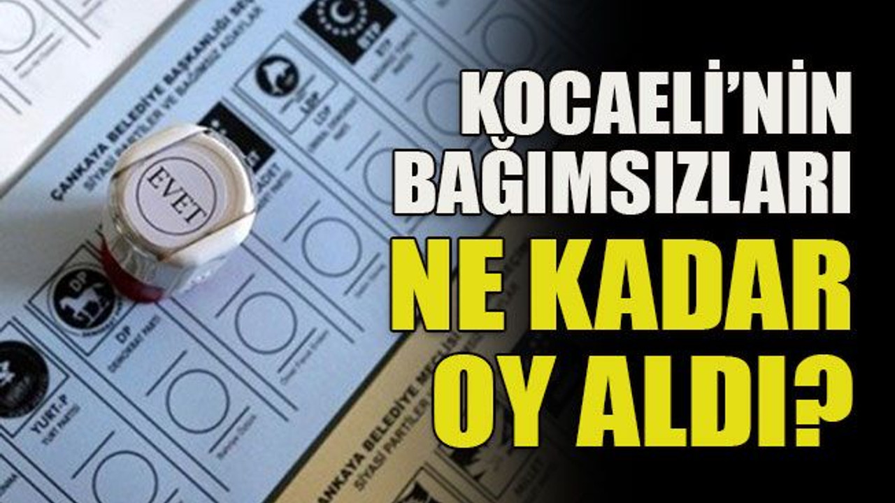 Kocaeli’nin bağımsızları ne kadar oy aldı?