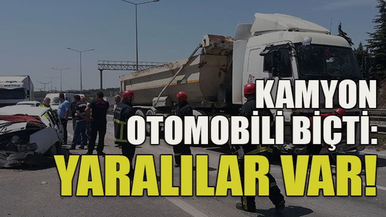 Kamyon otomobili biçti: Yaralılar var!