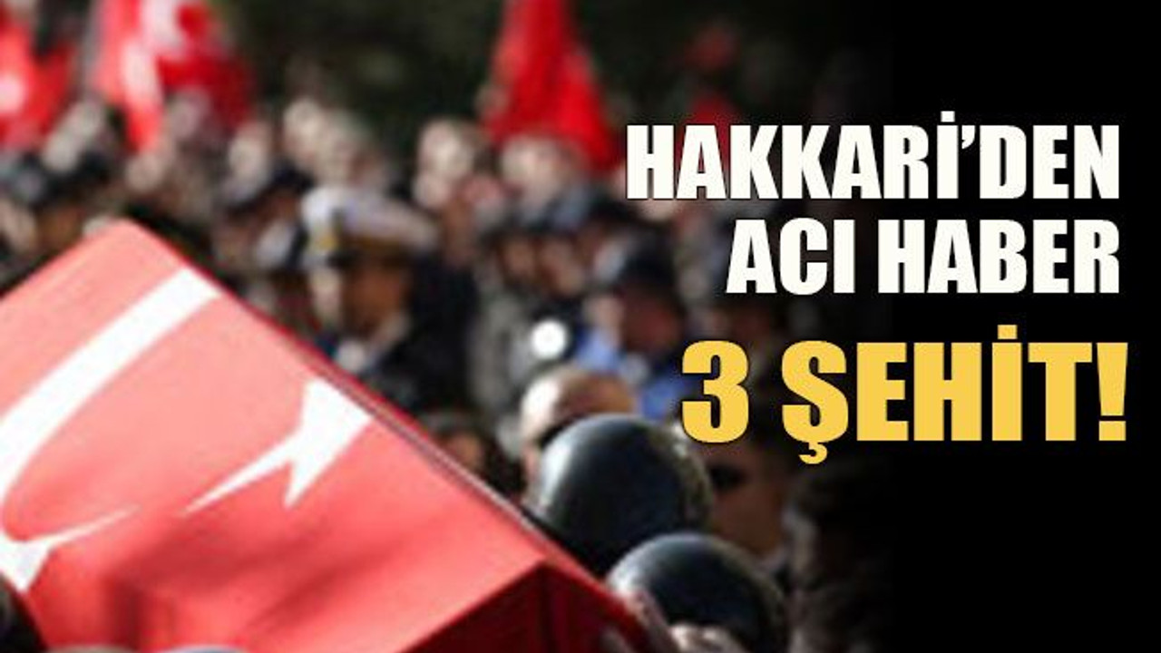 Hakkari'den acı haber: 3 şehit