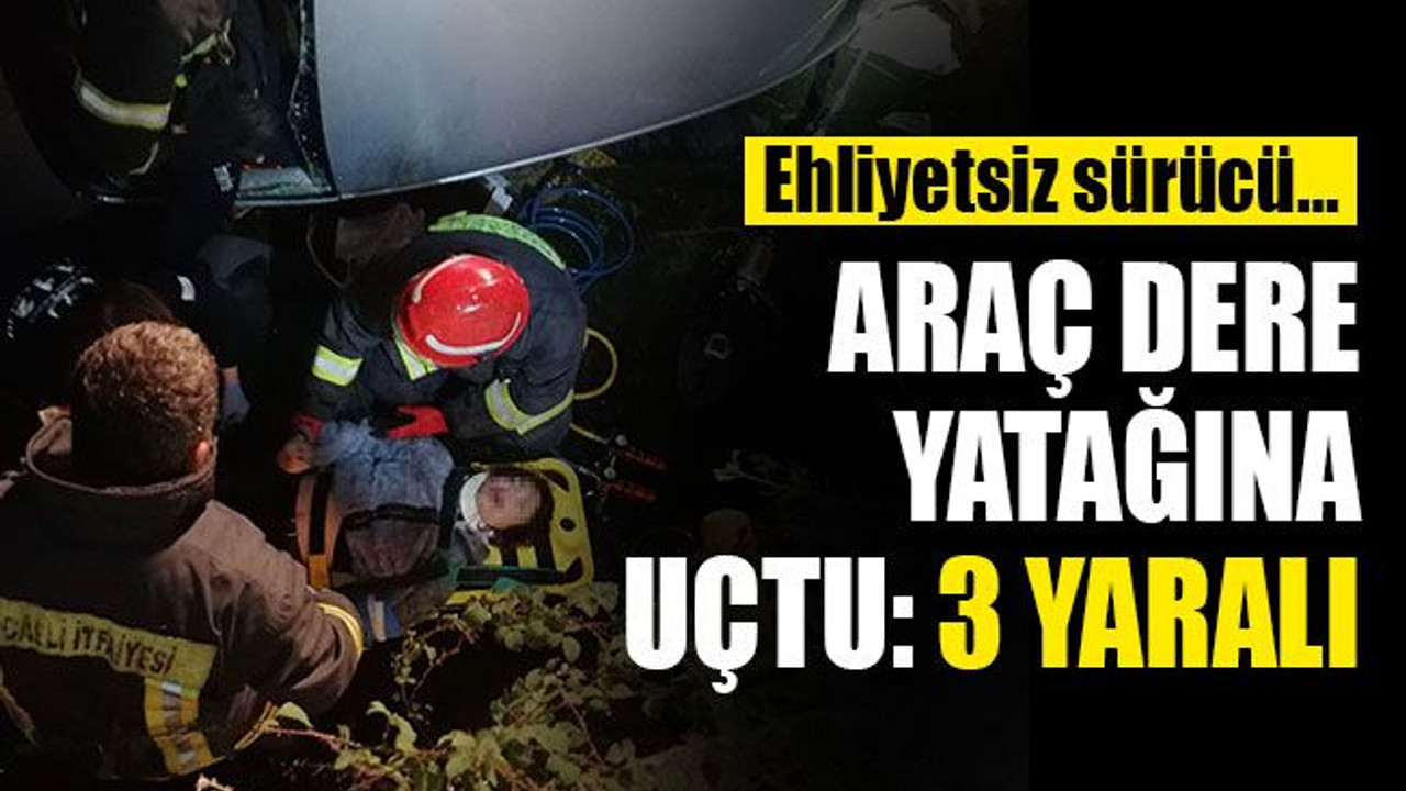 Araç dere yatağına uçtu: 3 yaralı
