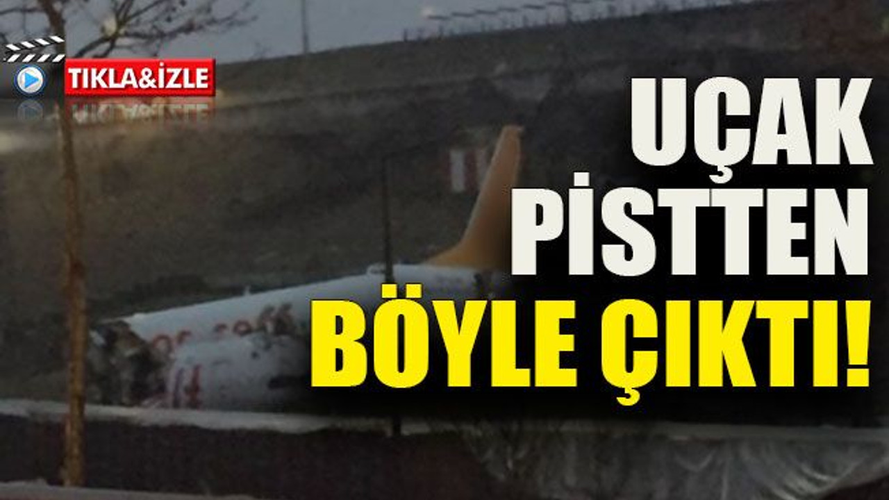 Uçak pistten böyle çıktı!