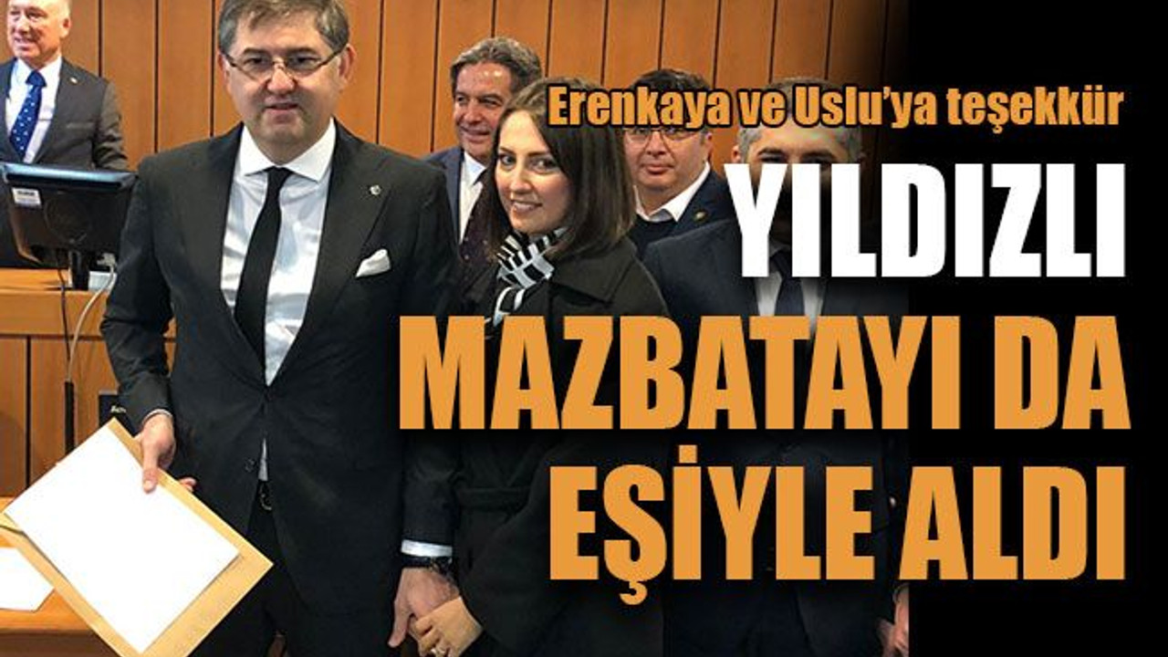 Erenkaya ve Uslu’ya teşekkür... Yıldızlı mazbatayı da eşiyle aldı