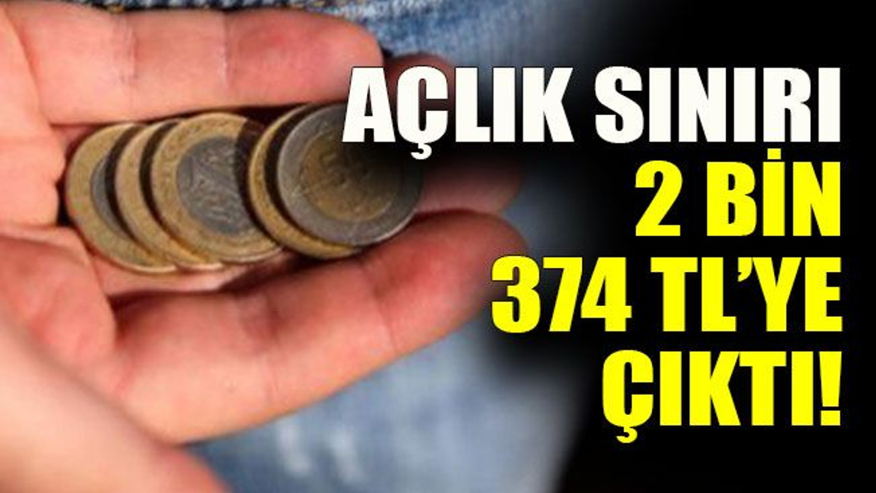 Açlık sınırı 2 bin 374 TL’ye çıktı!