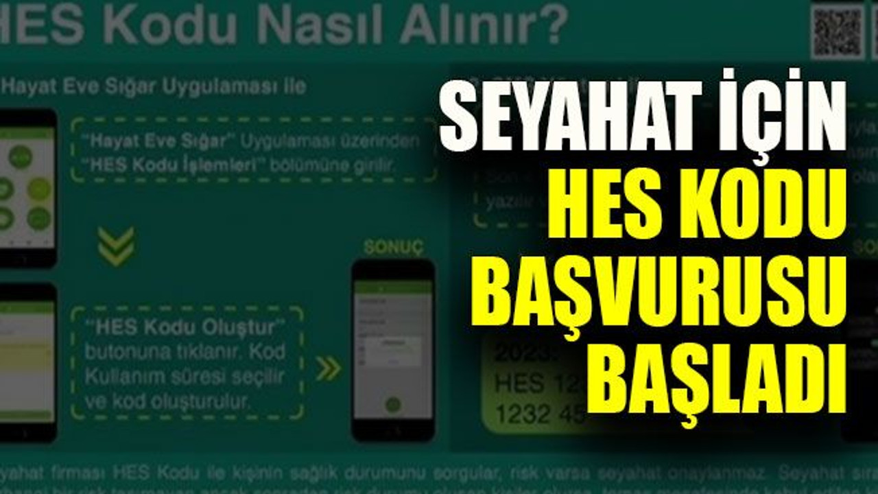 Seyahat için HES kodu başvurusu başladı