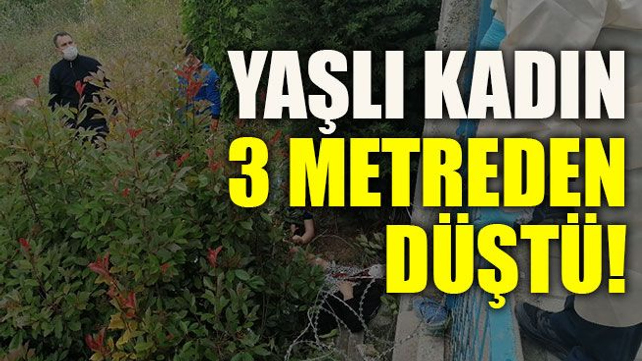 Yaşlı kadın 3 metreden düştü!