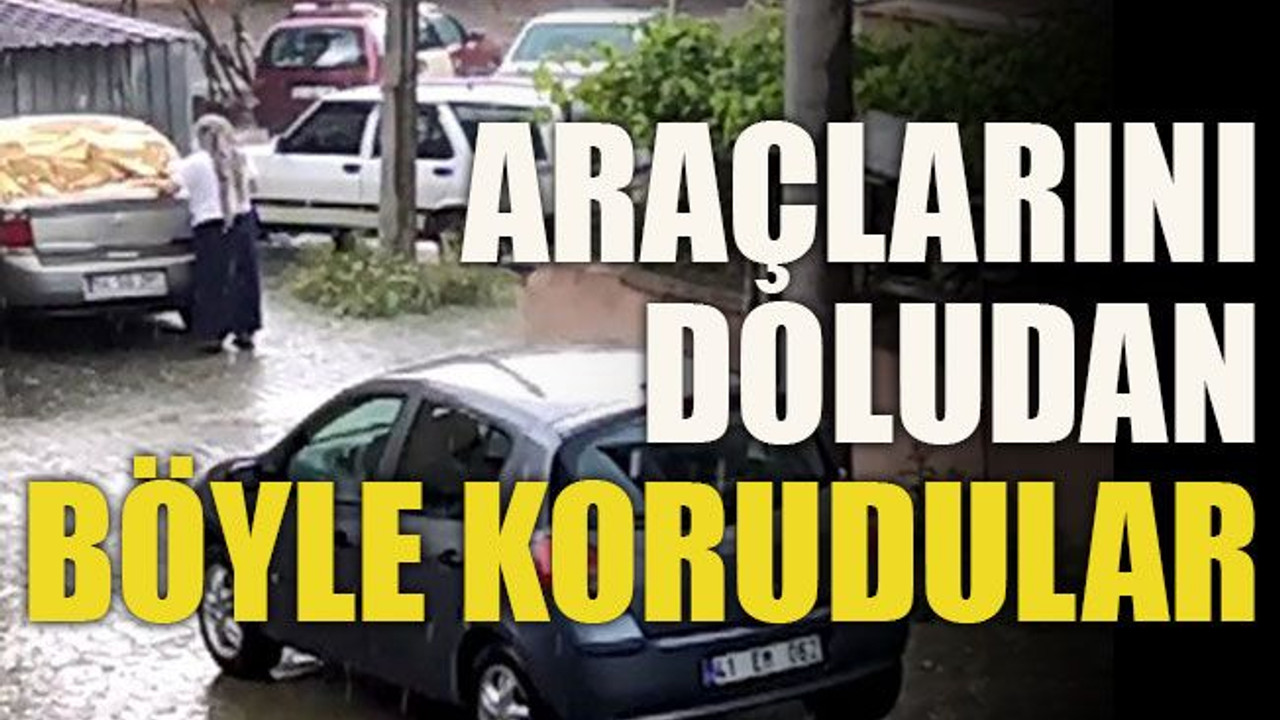 Araçlarını doludan böyle korudular