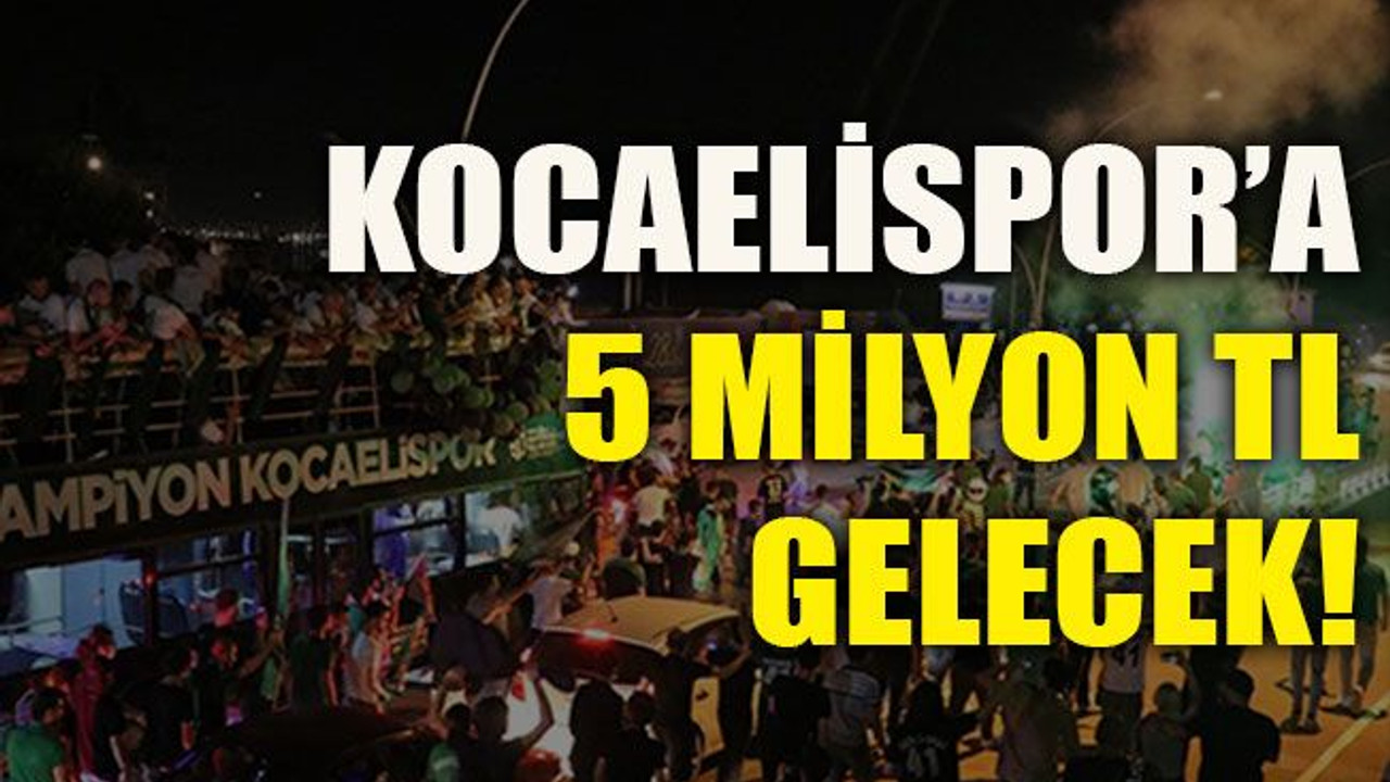 Kocaelispor’a 5 milyon TL gelecek!