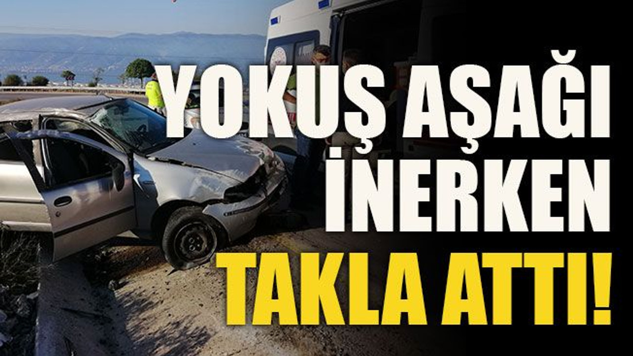 Yokuş aşağı inerken takla attı!