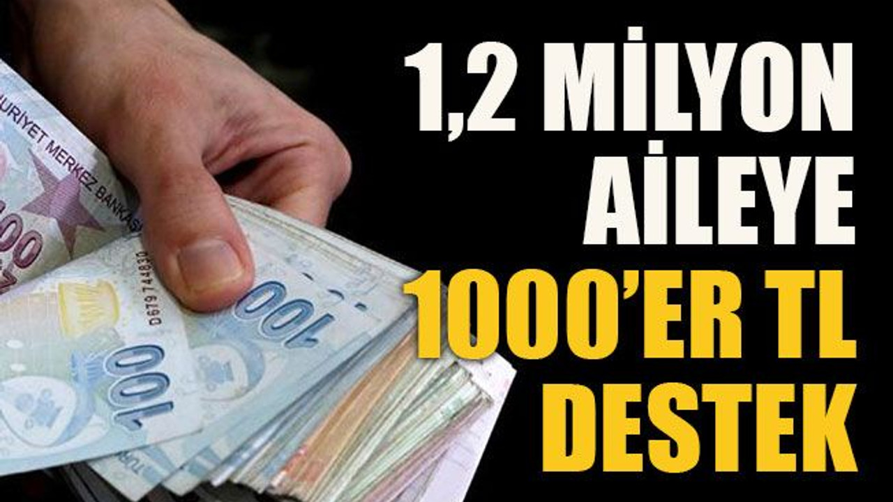 1,2 milyon aileye 1000’er TL destek