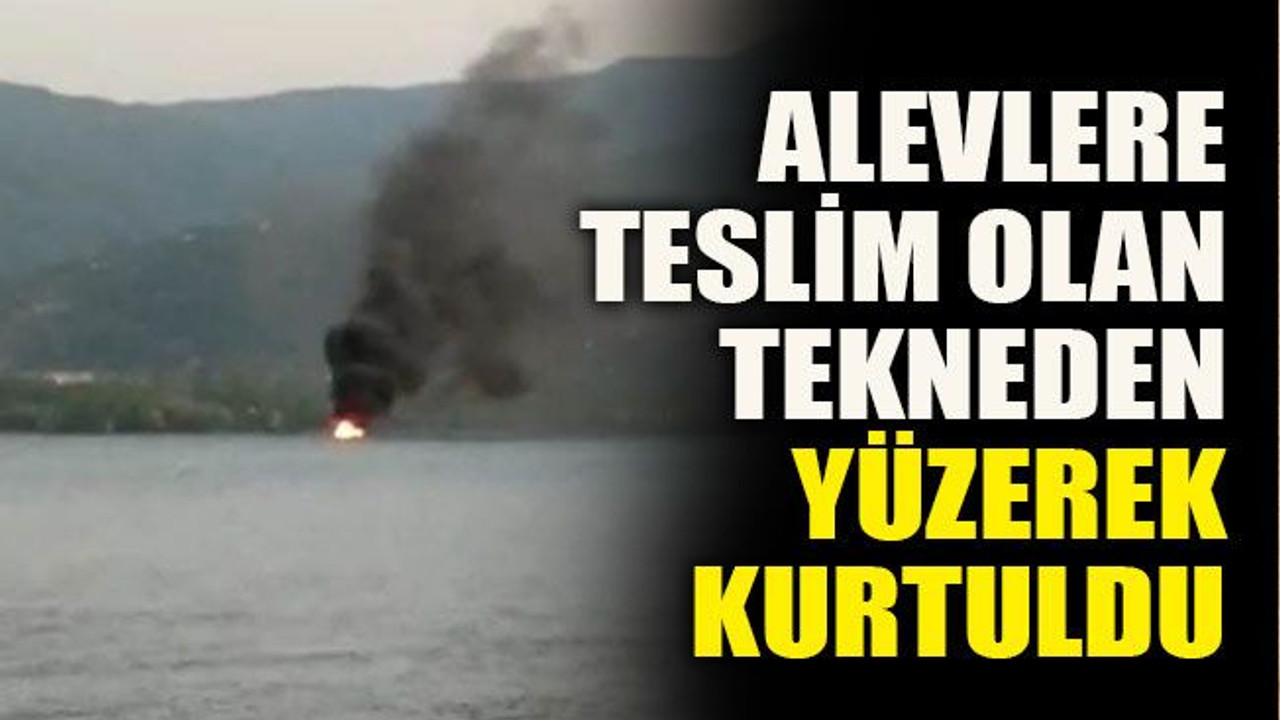 Alevlere teslim olan tekneden yüzerek kurtuldu