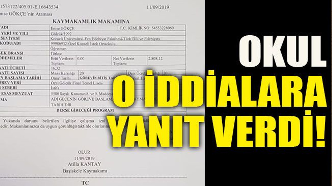 Okul o iddialara yanıt verdi!