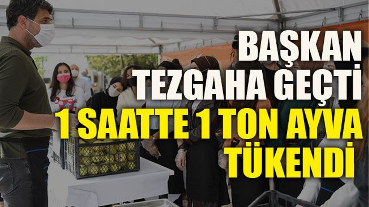 Başkan tezgaha geçti 1 saatte 1 ton ayva tükendi