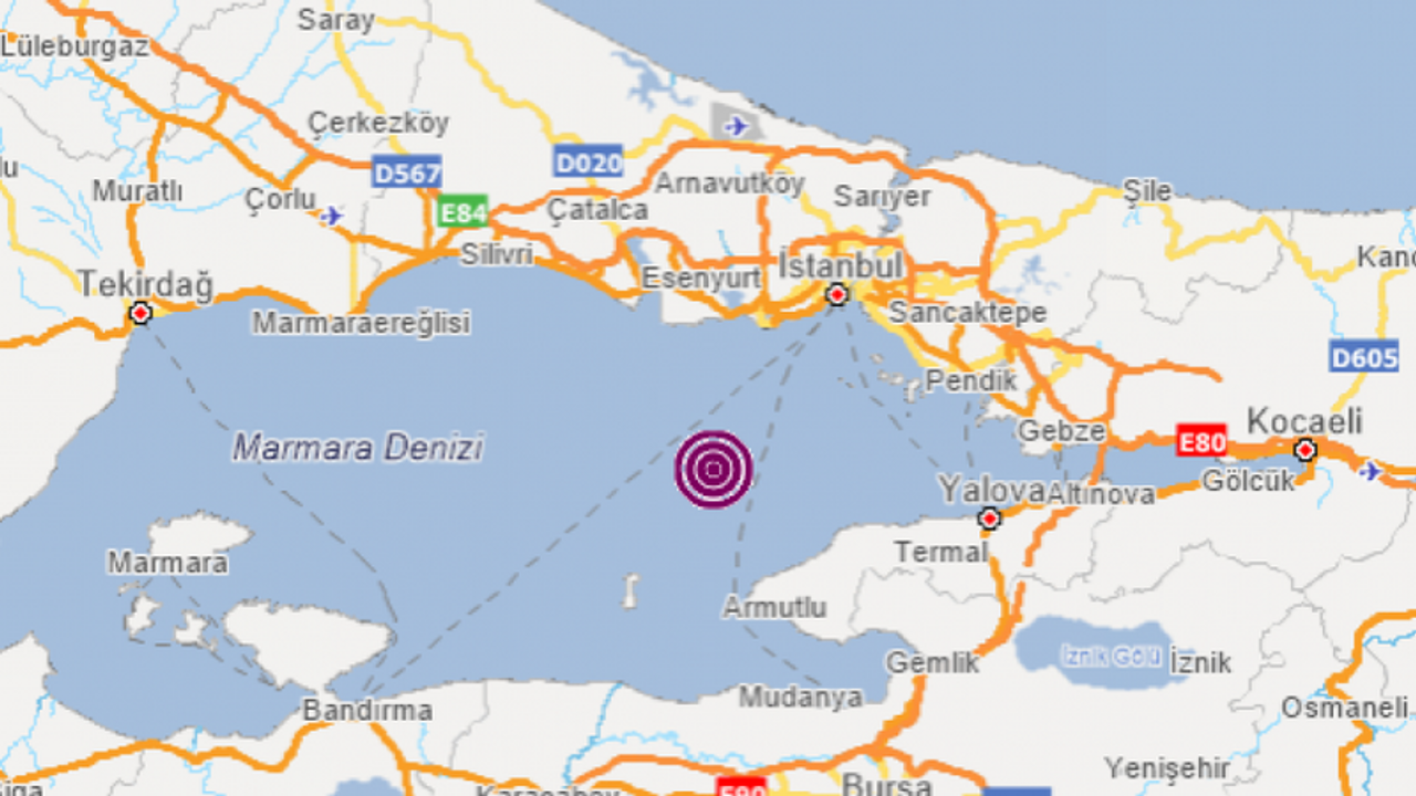 Marmara Denizi'nde Yalova açıklarında deprem