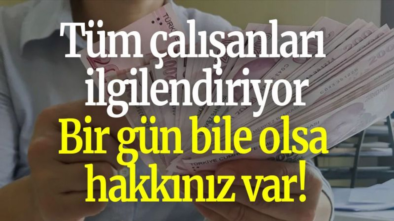 Tüm çalışanları ilgilendiriyor: Bir gün bile olsa hakkınız var!