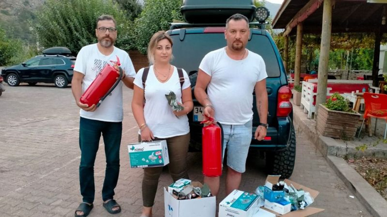 İzmitli hayırseverler yangın bölgesinde yardım dağıttı