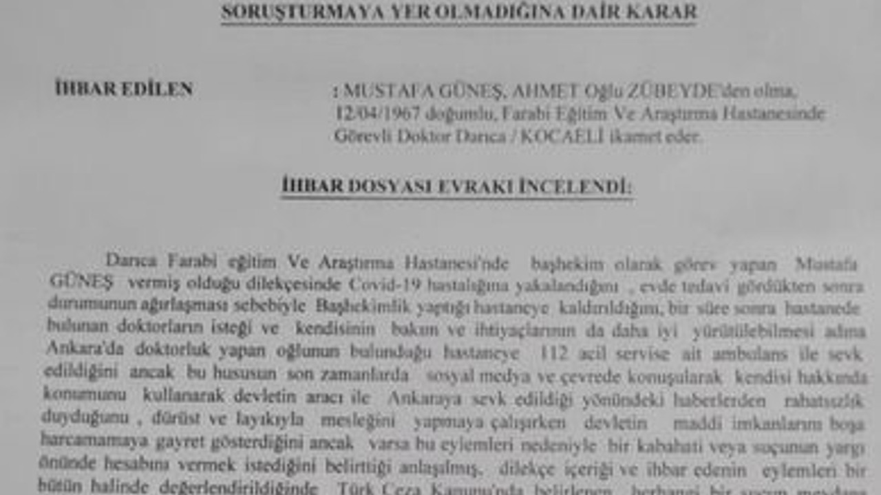 Başhekim Güneş kendisi hakkında suç duyurusunda bulundu