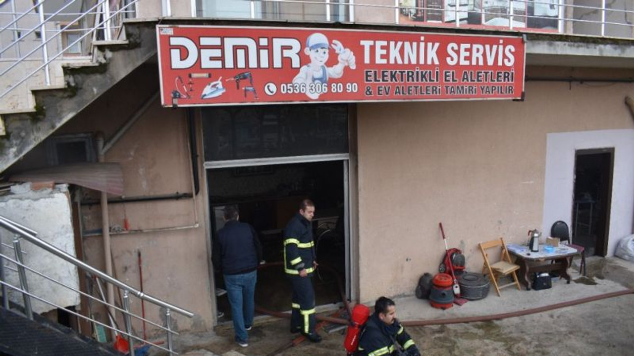 Teknik servis dükkanında yangın