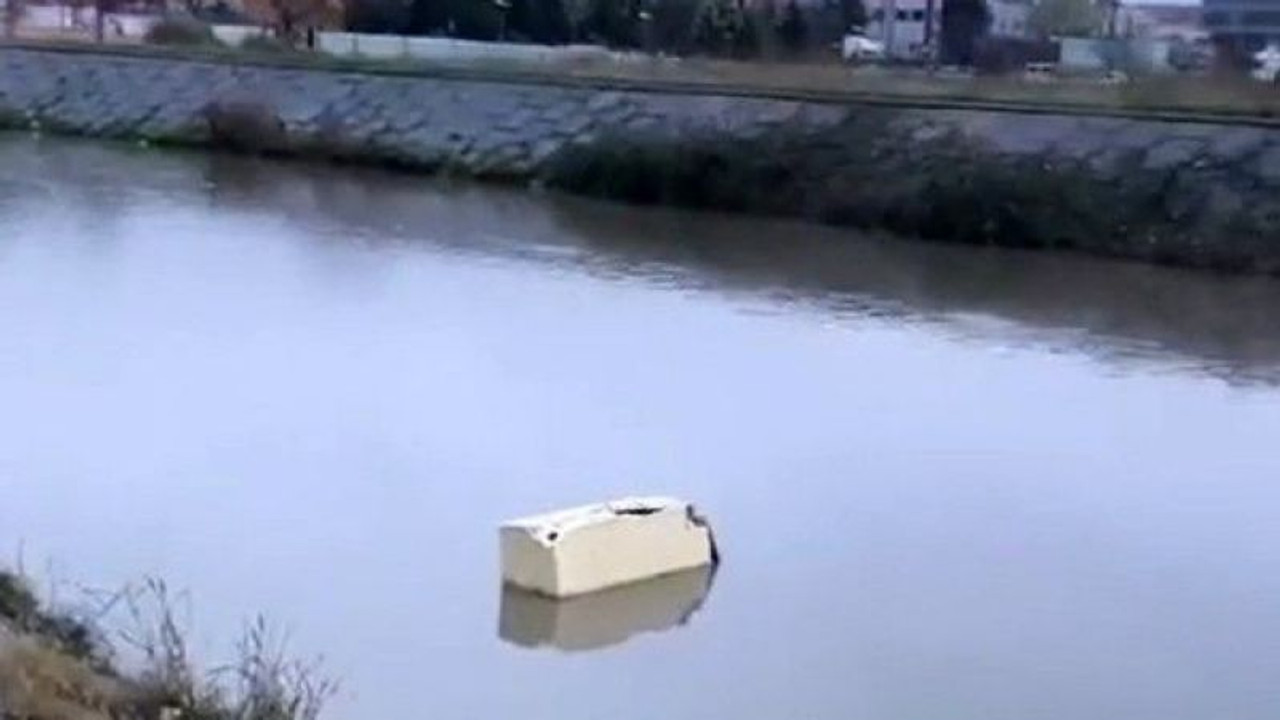 Dereye atılan buzdolabı görenleri şaşkına çevirdi
