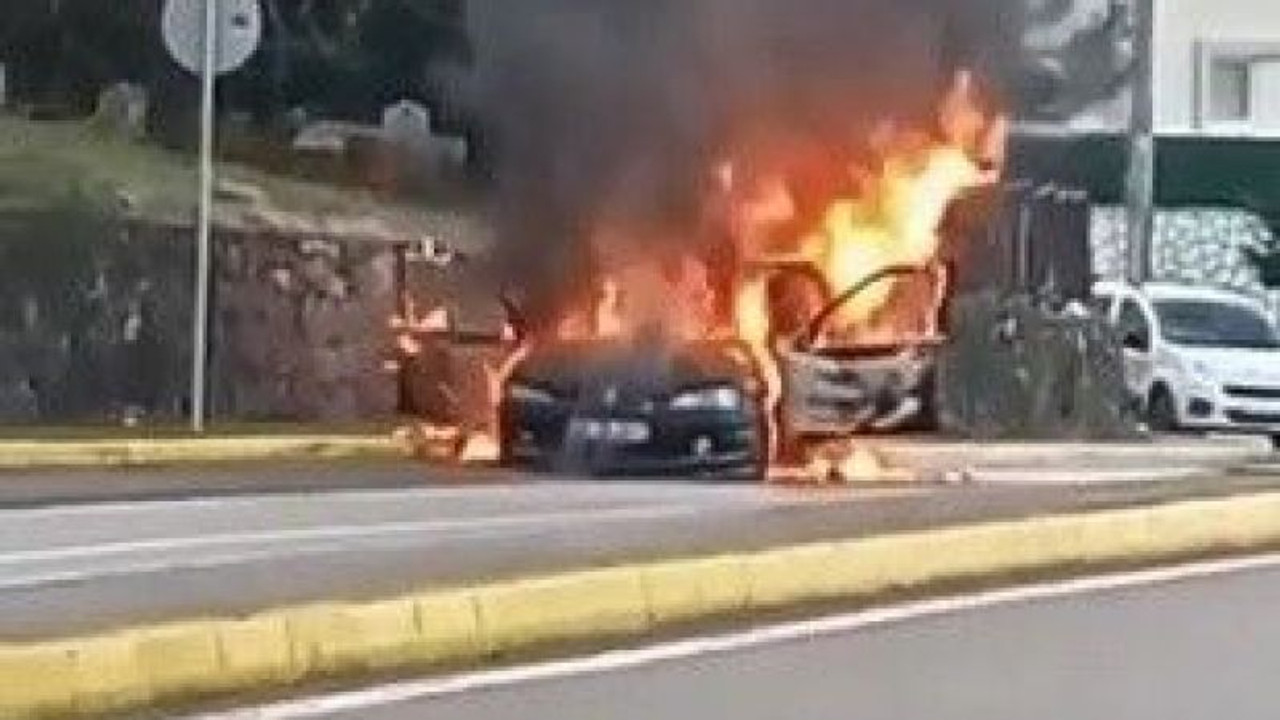 İlkokul önünde alev alev yandı