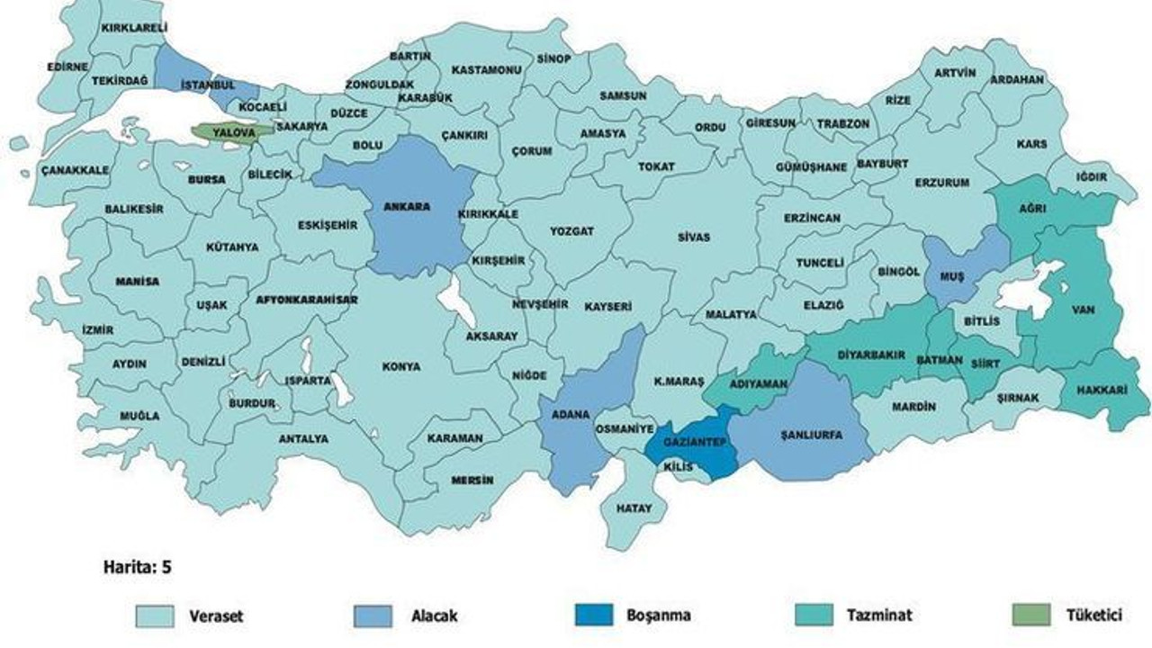 Türkiye’nin 'Dava Atlası' çıkarıldı. Kocaeli'de en çok hangi dava açıldı?