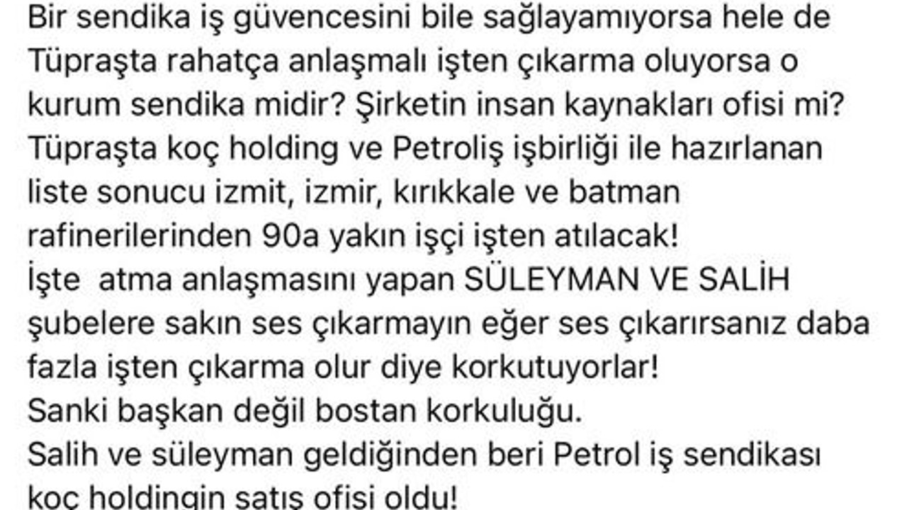 Tüpraş’la ilgili şok iddia! 90 işçi çıkartılıyor
