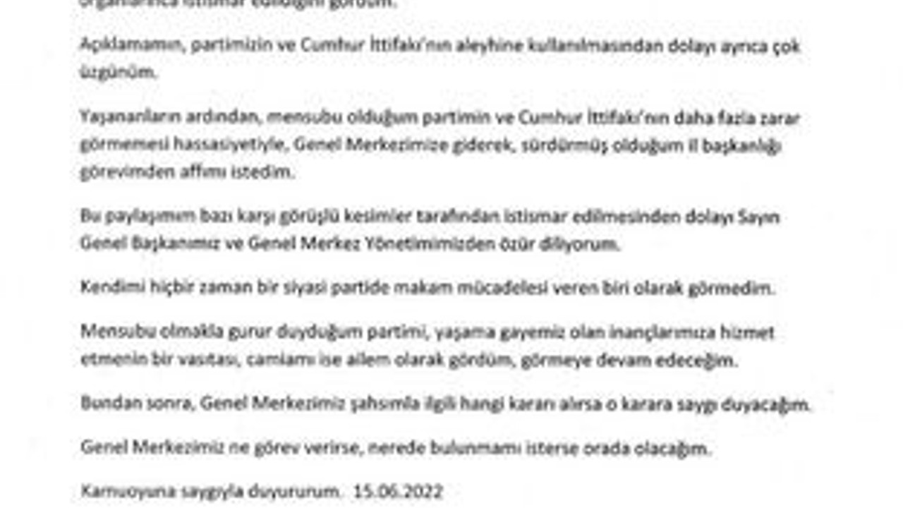 AKP’ye verip veriştirmişti BBP’li başkan görevden affını istedi!