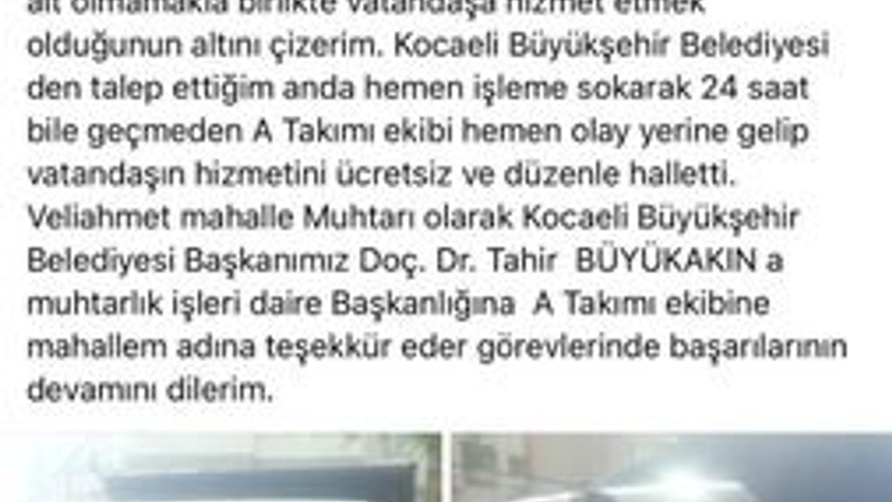 İzmit Belediyesi’nin müdür vekili MUHTARA GİDER YAPTI!