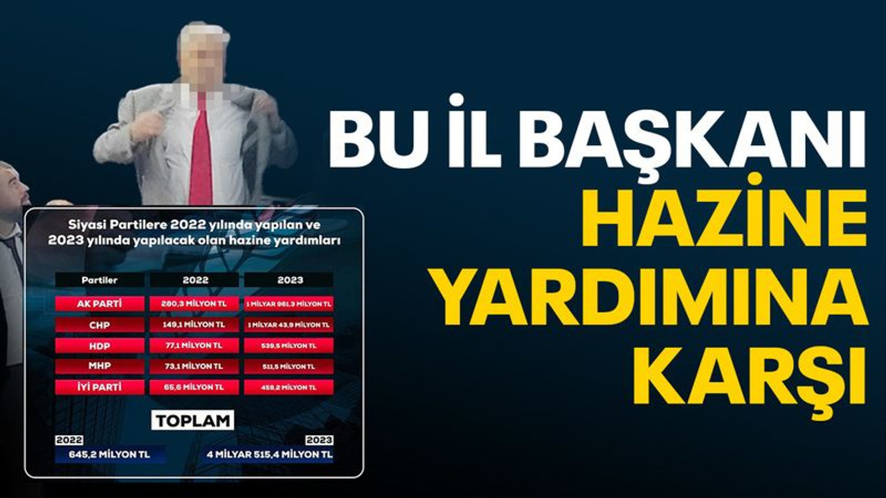 Bu il başkanı Hazine yardımına karşı