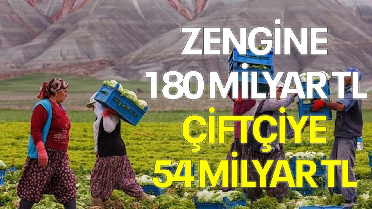 Zengine 180 milyar TL çiftçiye 54 milyar TL