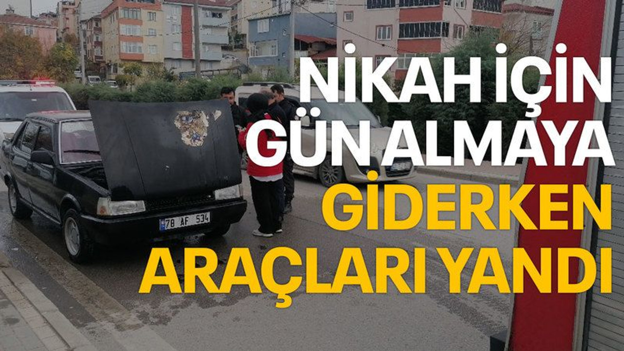 Nikah için gün almaya giderken araçları yandı