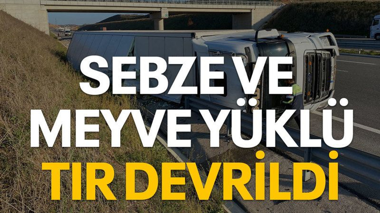Sebze ve meyve yüklü tır devrildi