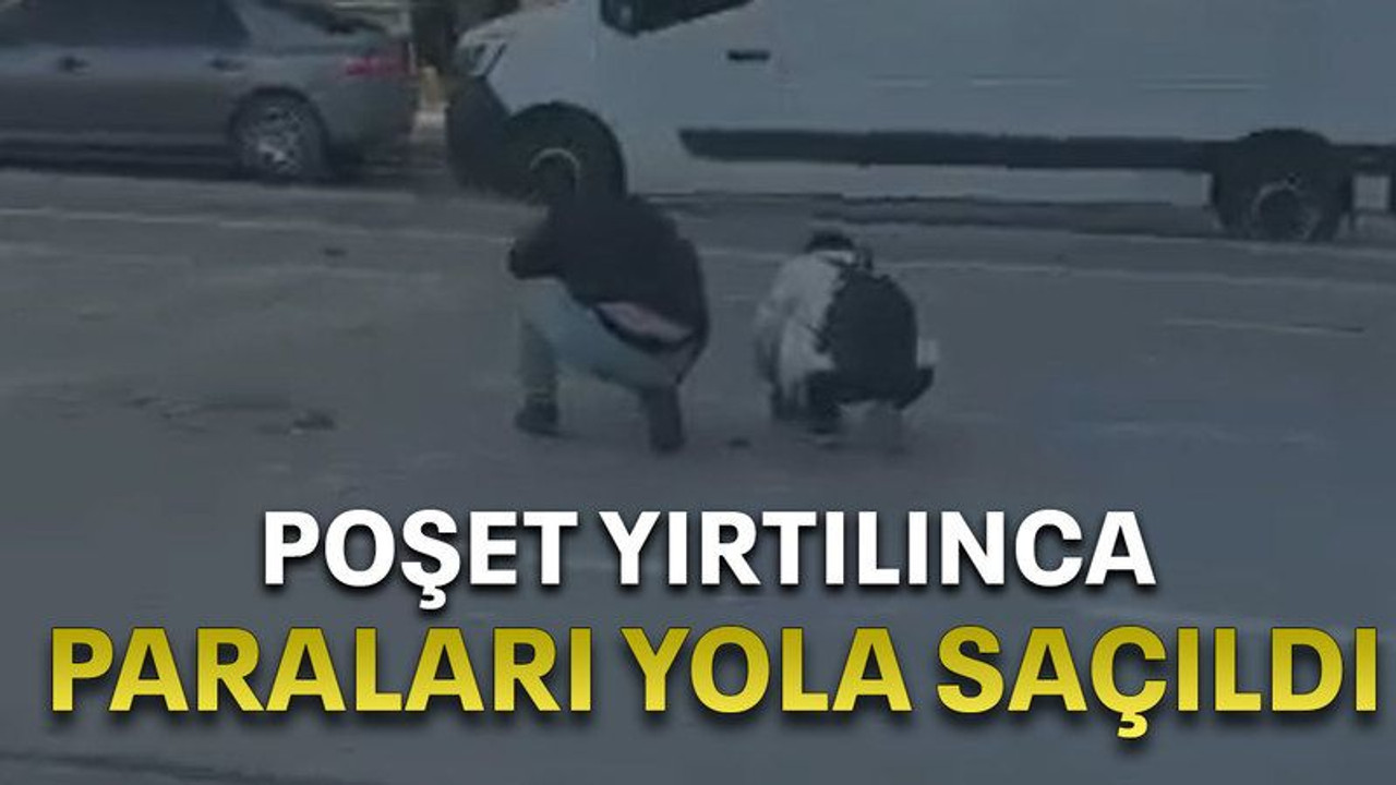 Poşet yırtılınca paraları yola saçıldı
