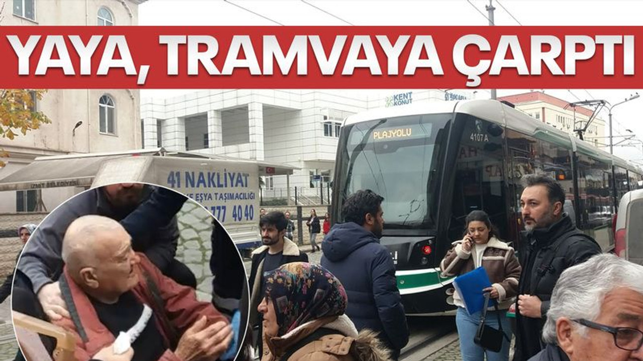 İzmit'te yaya, seyir halindeki tramvaya çapıp yaralandı