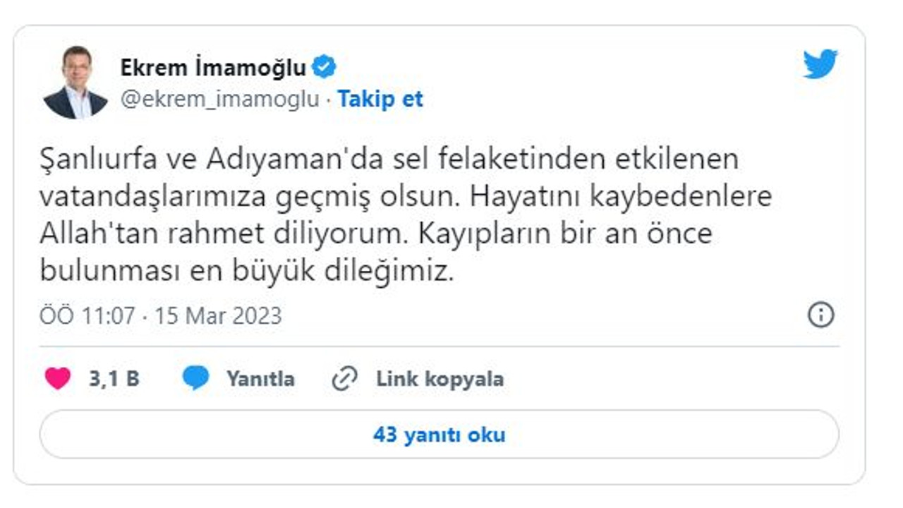 Ekrem İmamoğlu'ndan sel felaketine dair açıklama