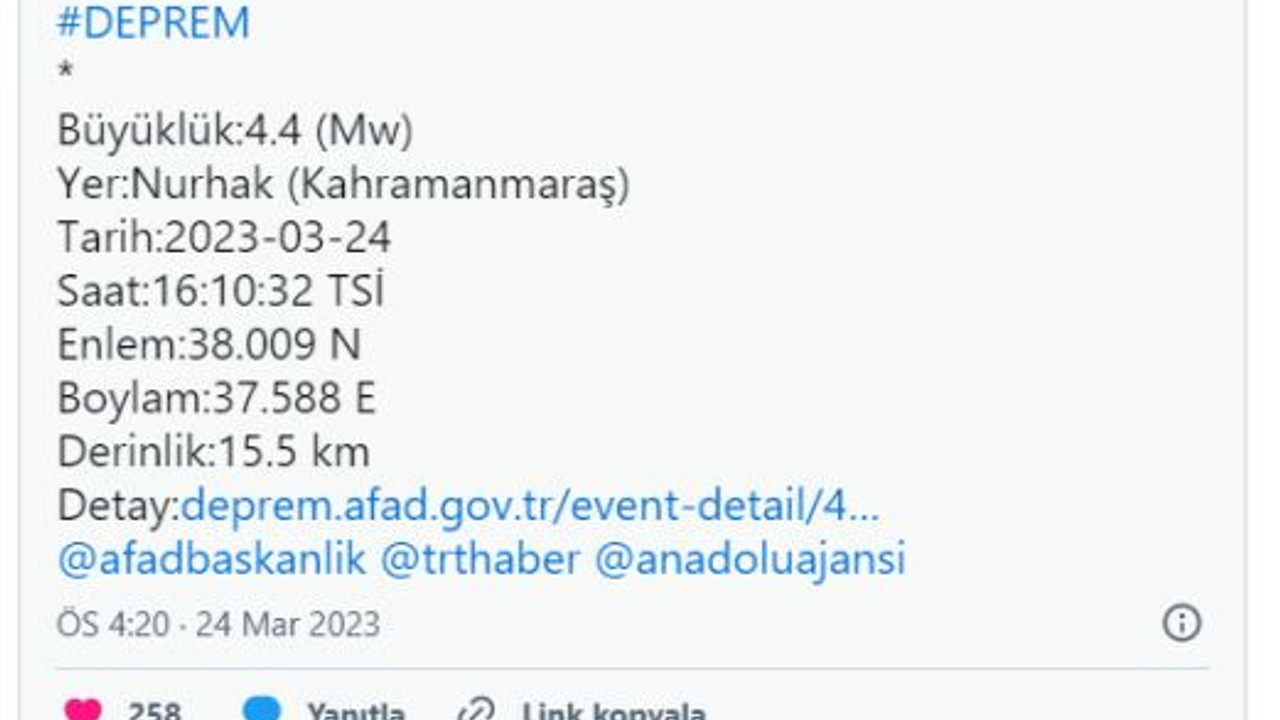 Kahramanmaraş'ta şiddetli deprem