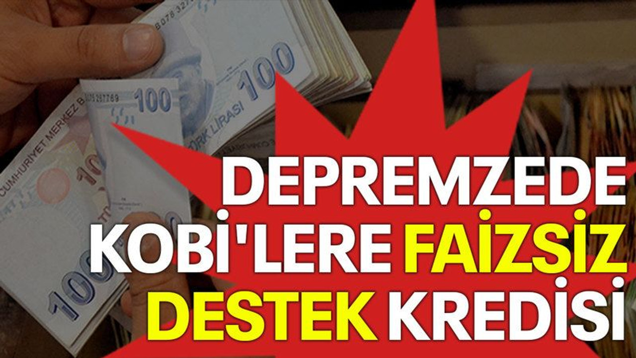 Depremzede KOBİ'lere faizsiz destek kredisi