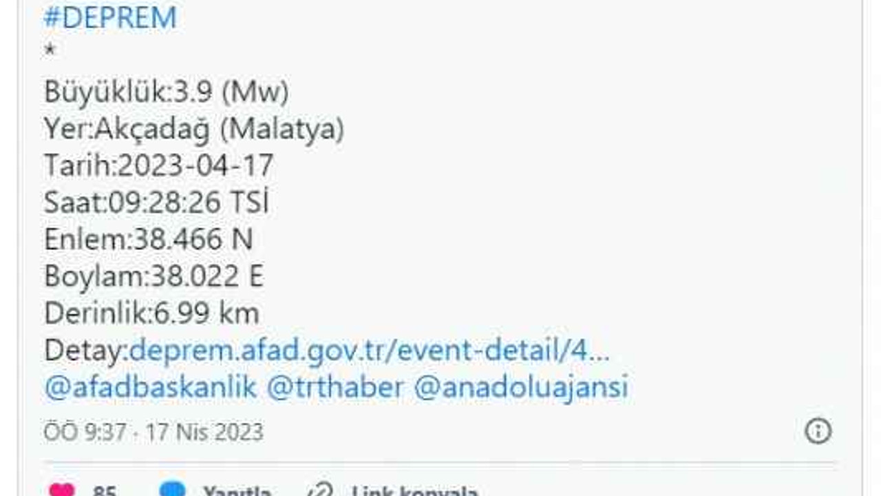 Malatya'da korkutan deprem!