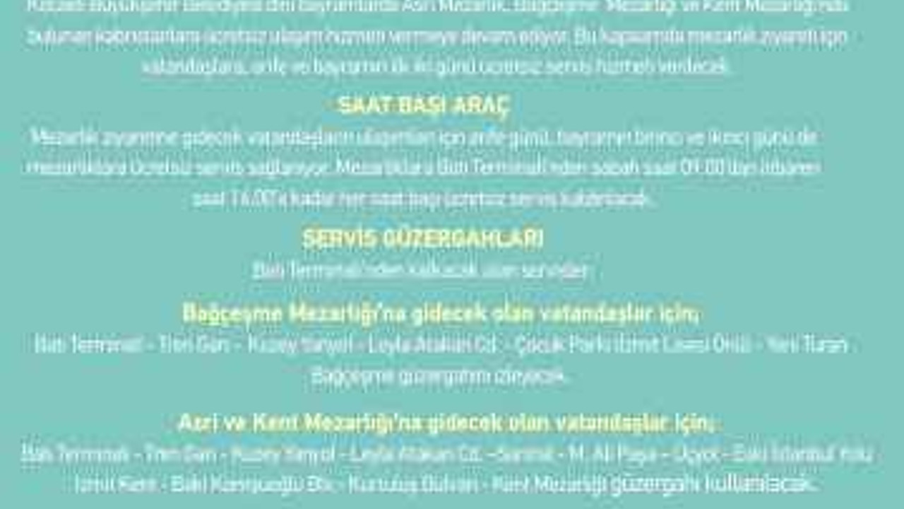 Bayramda mezarlıklara ücretsiz ulaşım olacak!