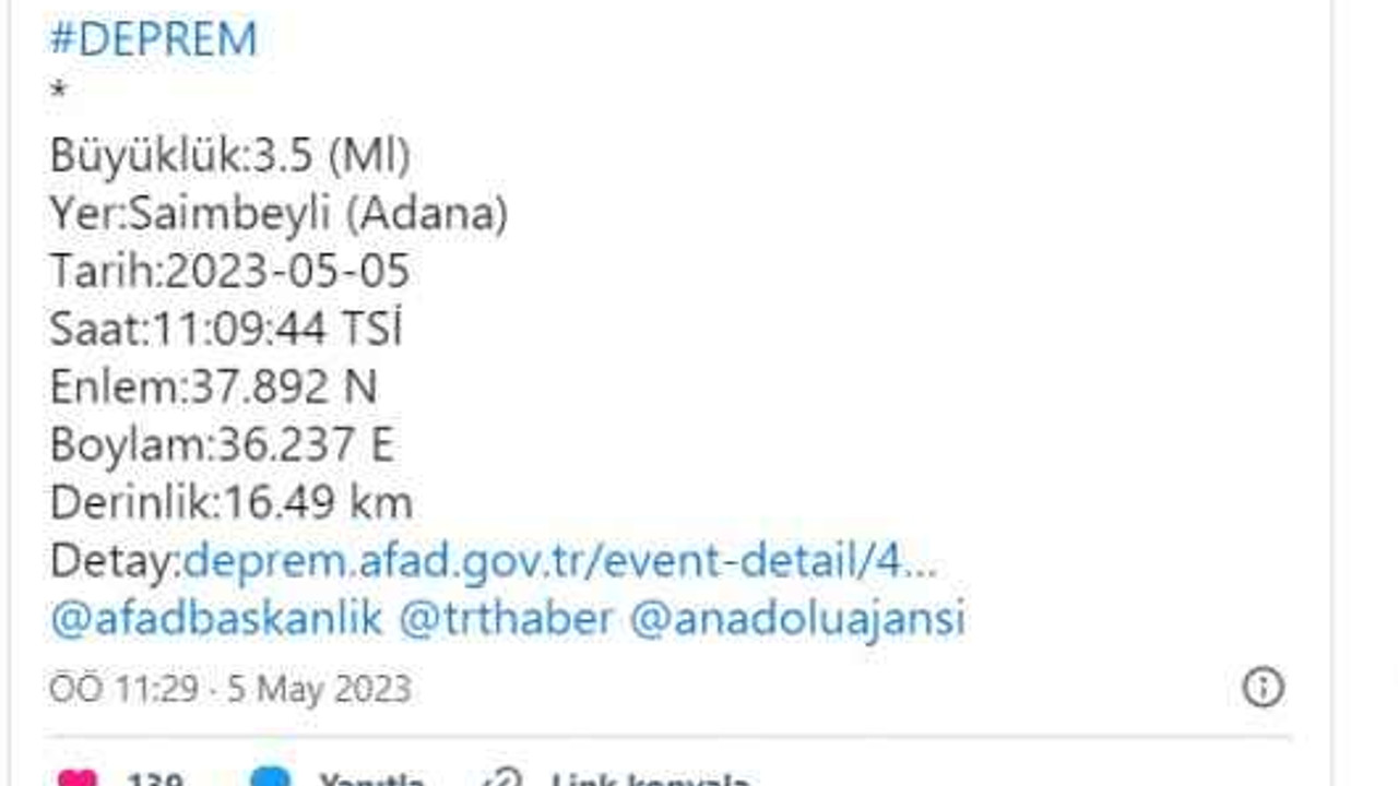 Adana'da korkutan deprem!