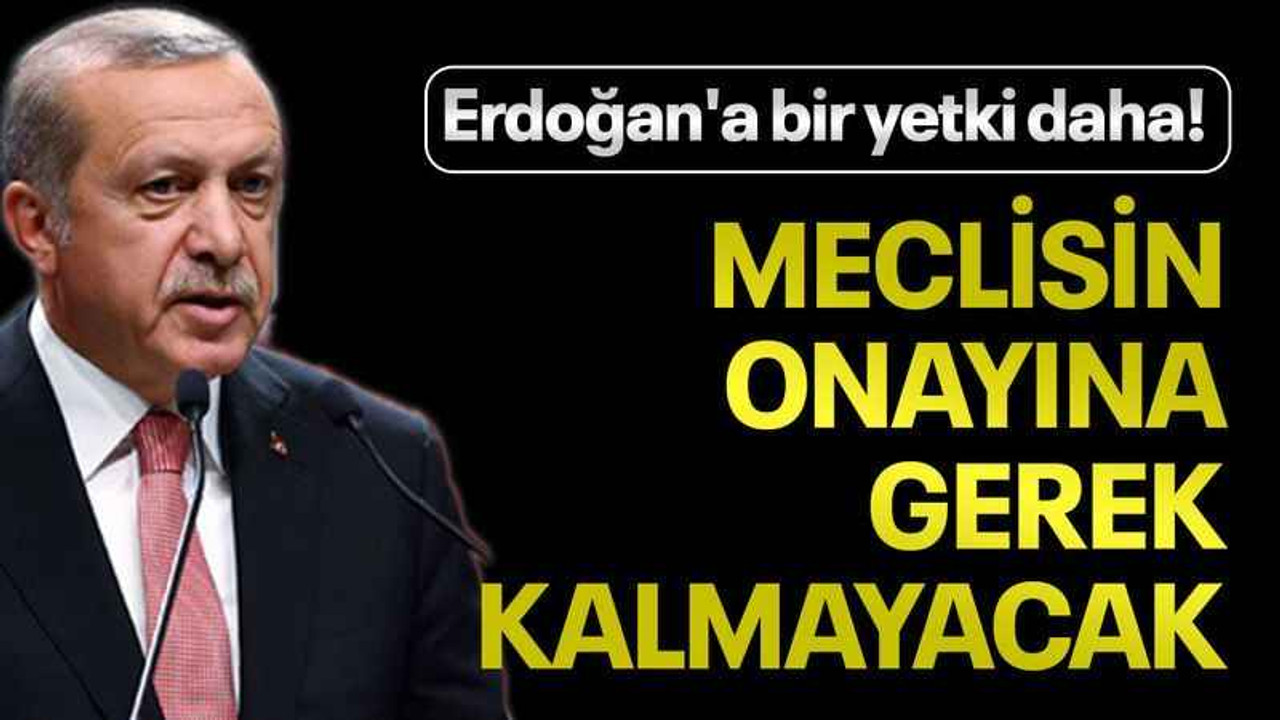 Erdoğan'a bir yetki daha! Meclisin onayına gerek kalmayacak