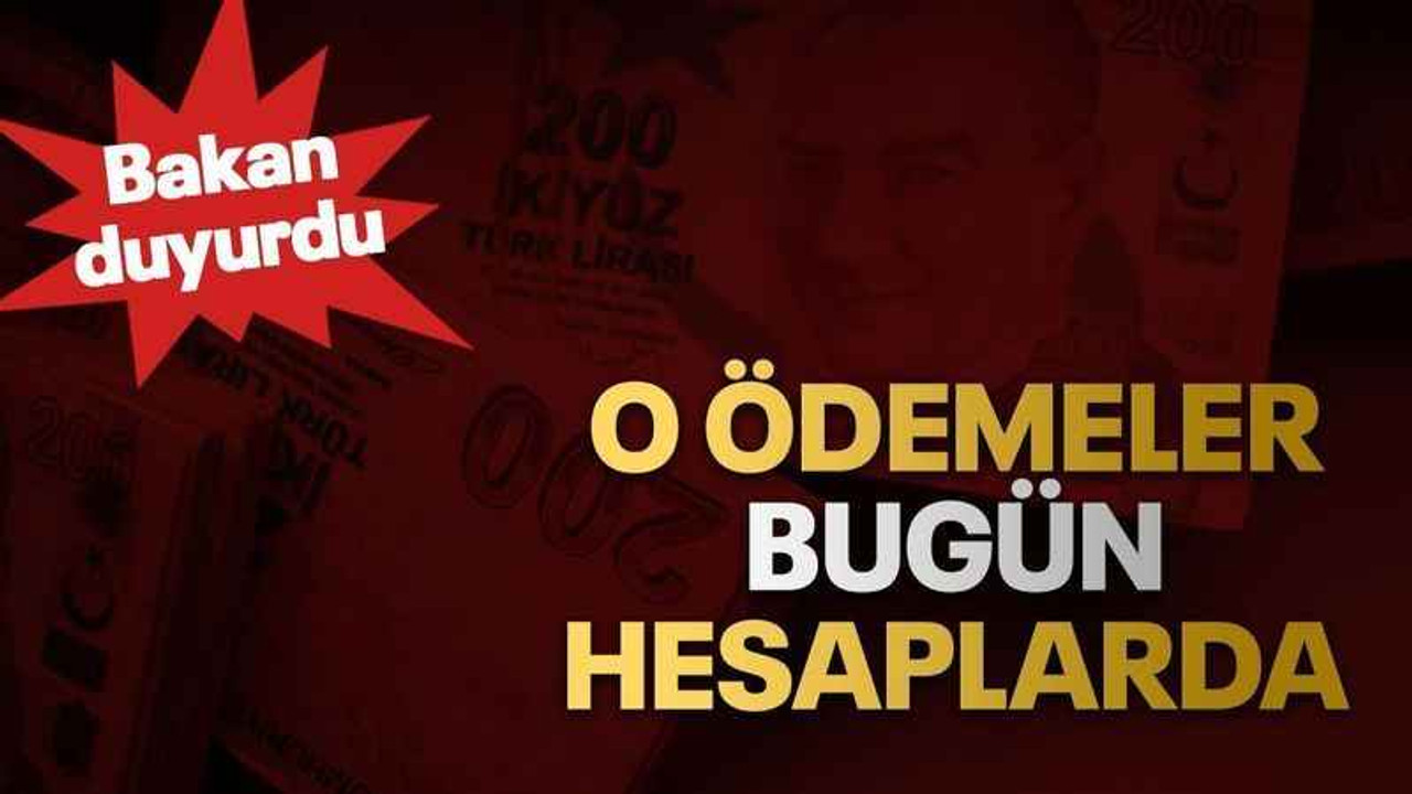 Bakan duyurdu: O ödemeler bugün hesaplarda