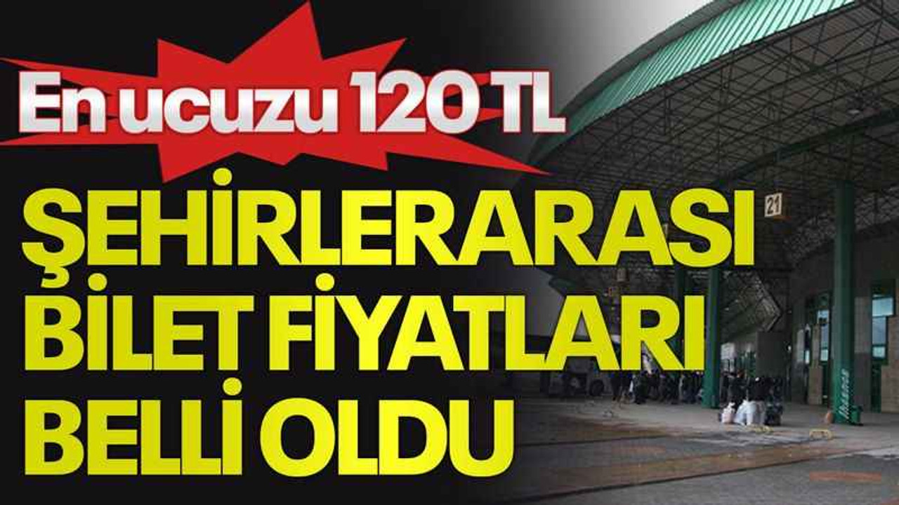 En ucuzu 120 TL, Şehirlerarası bilet fiyatları belli oldu