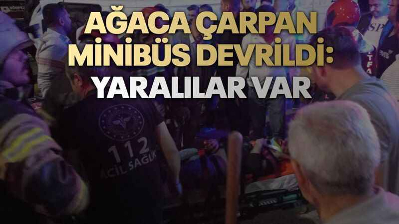 Ağaca çarpan minibüs devrildi: Yaralılar var
