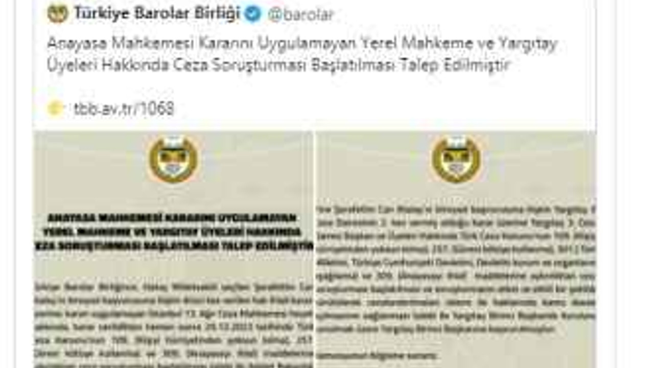 TBB'den Yargıtay üyeleri için soruşturma talebi