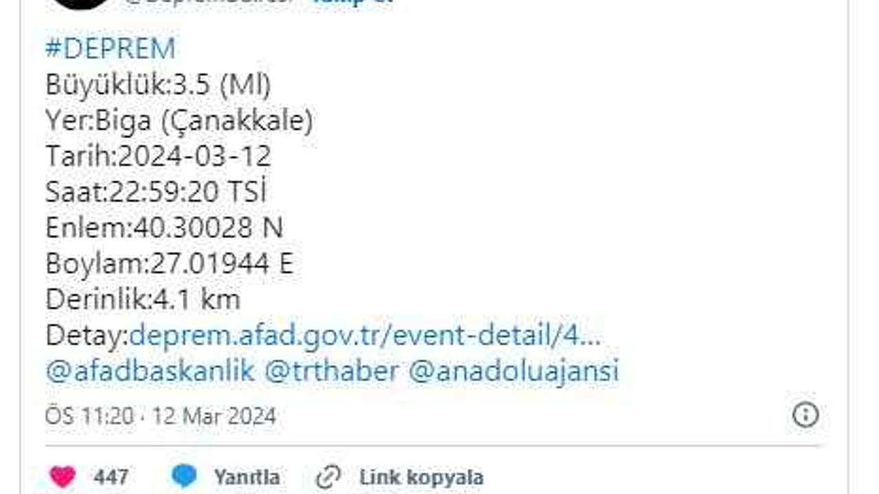 Çanakkale'de deprem paniği devam ediyor!